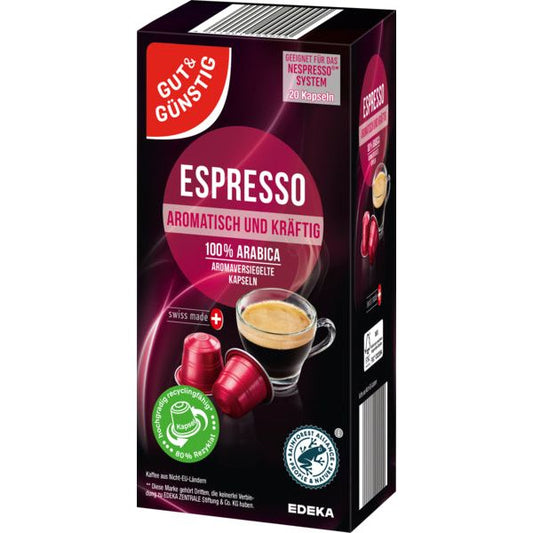GUT&GÜNSTIG Kaffeekapseln Espresso 20ST 104g foodpipe [Lebensmittel-Lieferservice Rostock]