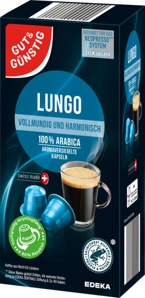 GUT&GÜNSTIG Kaffeekapseln Lungo 20ST 104g foodpipe [Lebensmittel-Lieferservice Rostock]