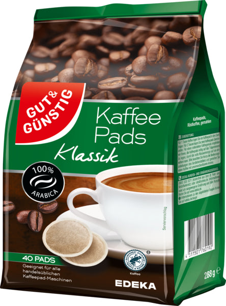 GUT&GÜNSTIG Kaffeepads Klassik 40ST 288g foodpipe [Lebensmittel-Lieferservice Rostock]