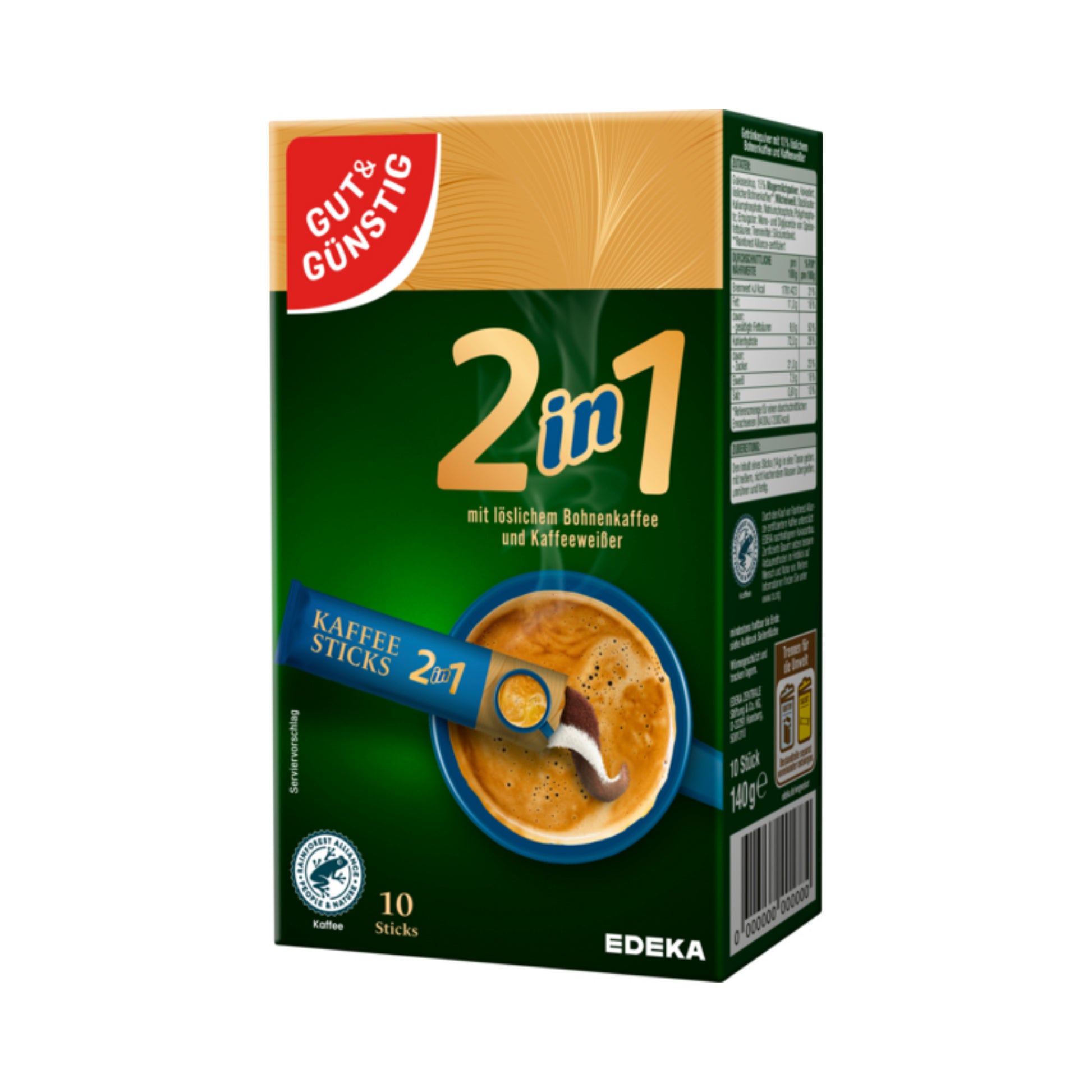 GUT&GÜNSTIG Kaffeesticks 2in1 140g foodpipe [Lebensmittel-Lieferservice Rostock]