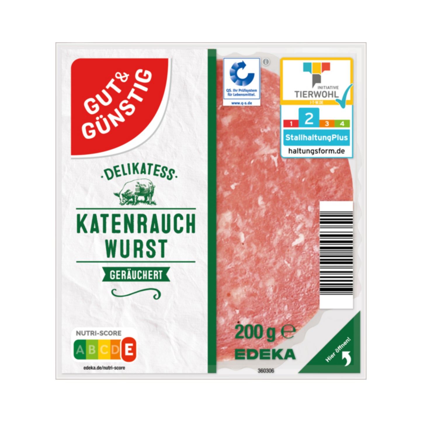 GUT&GÜNSTIG Katenrauchwurst 200g QS ITW foodpipe [Lebensmittel-Lieferservice Rostock]