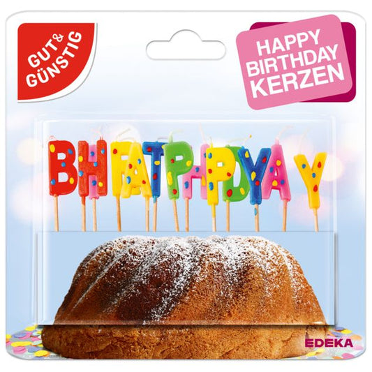 GUT&GÜNSTIG Kerzen Happy Birthday foodpipe [Lebensmittel-Lieferservice Rostock]