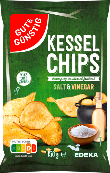 GUT&GÜNSTIG Kesselchips Salt&Vinegar 150g foodpipe [Lebensmittel-Lieferservice Rostock]