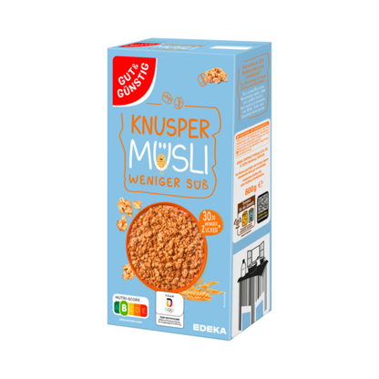 GUT&GÜNSTIG Knusper Müsli weniger süß 600g foodpipe [Lebensmittel-Lieferservice Rostock]