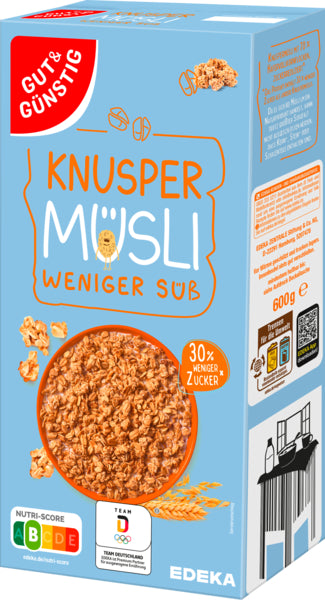 GUT&GÜNSTIG Knusper Müsli weniger süß 600g foodpipe [Lebensmittel-Lieferservice Rostock]