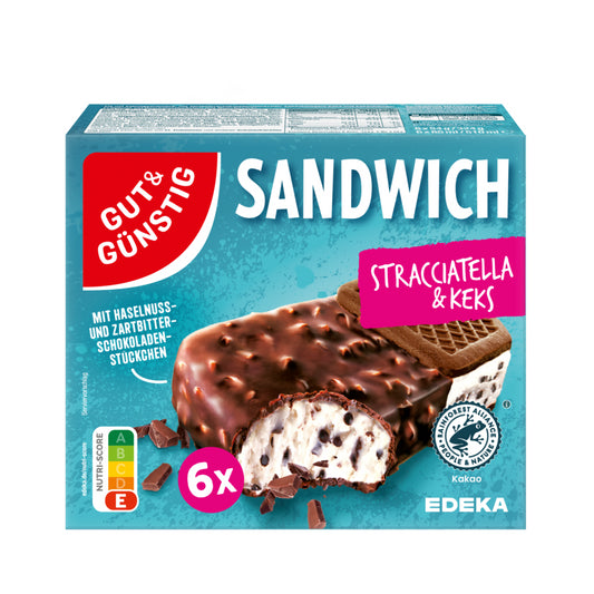 GUT&GÜNSTIG Knusper Sandwich Stracciatella 6x85ml foodpipe [Lebensmittel-Lieferservice Rostock]