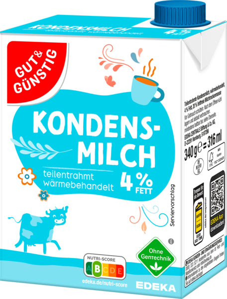 GUT&GÜNSTIG Kondensmilch 4% 340g VLOG foodpipe [Lebensmittel-Lieferservice Rostock]