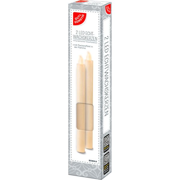 GUT&GÜNSTIG LED Leuchterkerzen-Set creme 2-teilig foodpipe [Lebensmittel-Lieferservice Rostock]