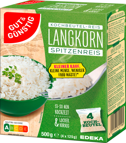 GUT&GÜNSTIG Langkorn-Spitzenreis Kochbeutel 500g foodpipe [Lebensmittel-Lieferservice Rostock]