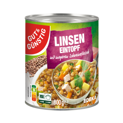 GUT&GÜNSTIG Linseneintopf mit magerem Schweinefleisch 800g foodpipe [Lebensmittel-Lieferservice Rostock]