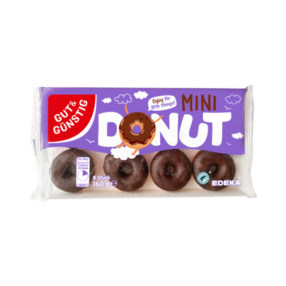 GUT&GÜNSTIG Mini Donut Schokoladenglasur 8ST 160g foodpipe [Lebensmittel-Lieferservice Rostock]