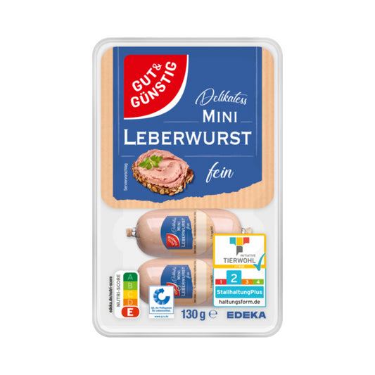 GUT&GÜNSTIG Mini Leberwurst fein 130g QS ITW foodpipe Rostock [Lebensmittel-Lieferservice Rostock]