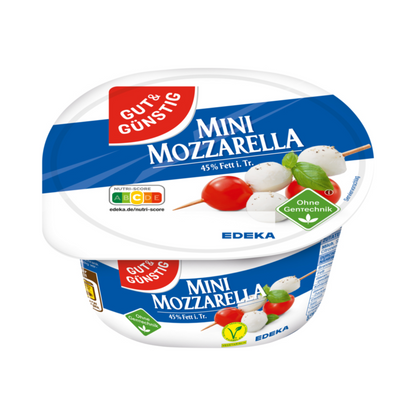 GUT&GÜNSTIG Mozzarella Mini 45% 250g VLOG foodpipe [Lebensmittel-Lieferservice Rostock]