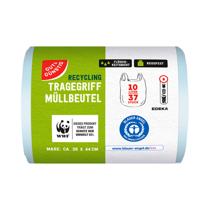 GUT&GÜNSTIG Müllbeutel recycling mit Griff 10l 37ST foodpipe [Lebensmittel-Lieferservice Rostock]