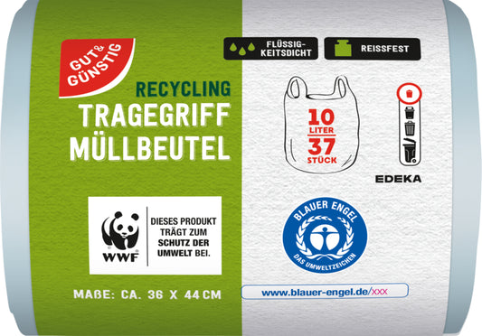 GUT&GÜNSTIG Müllbeutel recycling mit Griff 10l 37ST foodpipe [Lebensmittel-Lieferservice Rostock]