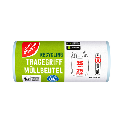 GUT&GÜNSTIG Müllbeutel recycling mit Griff 25l 25ST foodpipe [Lebensmittel-Lieferservice Rostock]