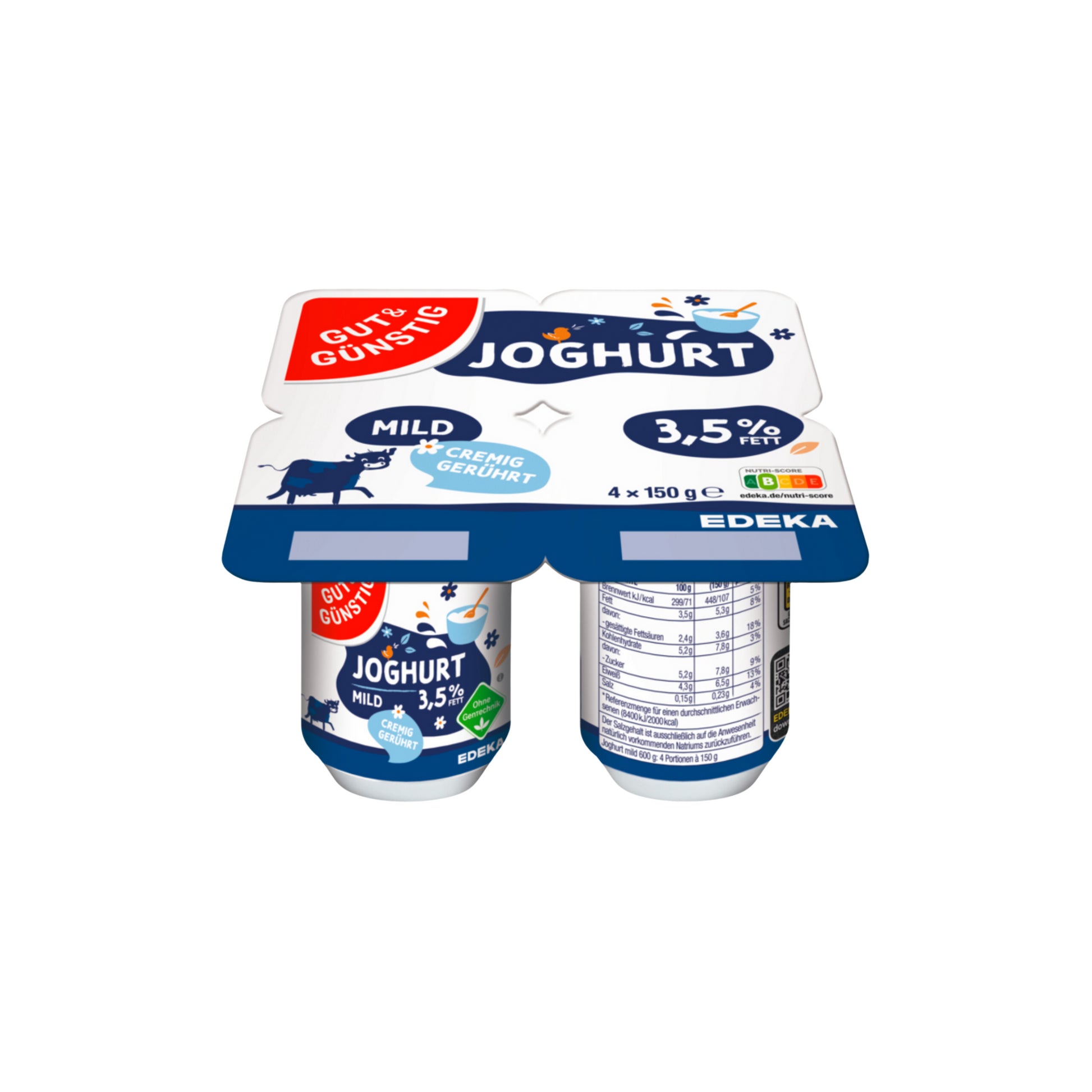 GUT&GÜNSTIG Naturjoghurt 3,5% gerührt 4x150g VLOG foodpipe [Lebensmittel-Lieferservice Rostock]