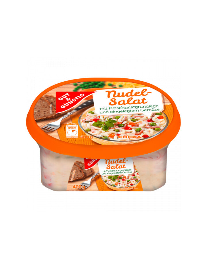 GUT&GÜNSTIG Nudelsalat mit Fleischsalat und Gemüse 400g foodpipe [Lebensmittel-Lieferservice Rostock]