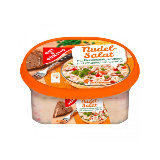 GUT&GÜNSTIG Nudelsalat mit Fleischsalat und Gemüse 400g foodpipe [Lebensmittel-Lieferservice Rostock]