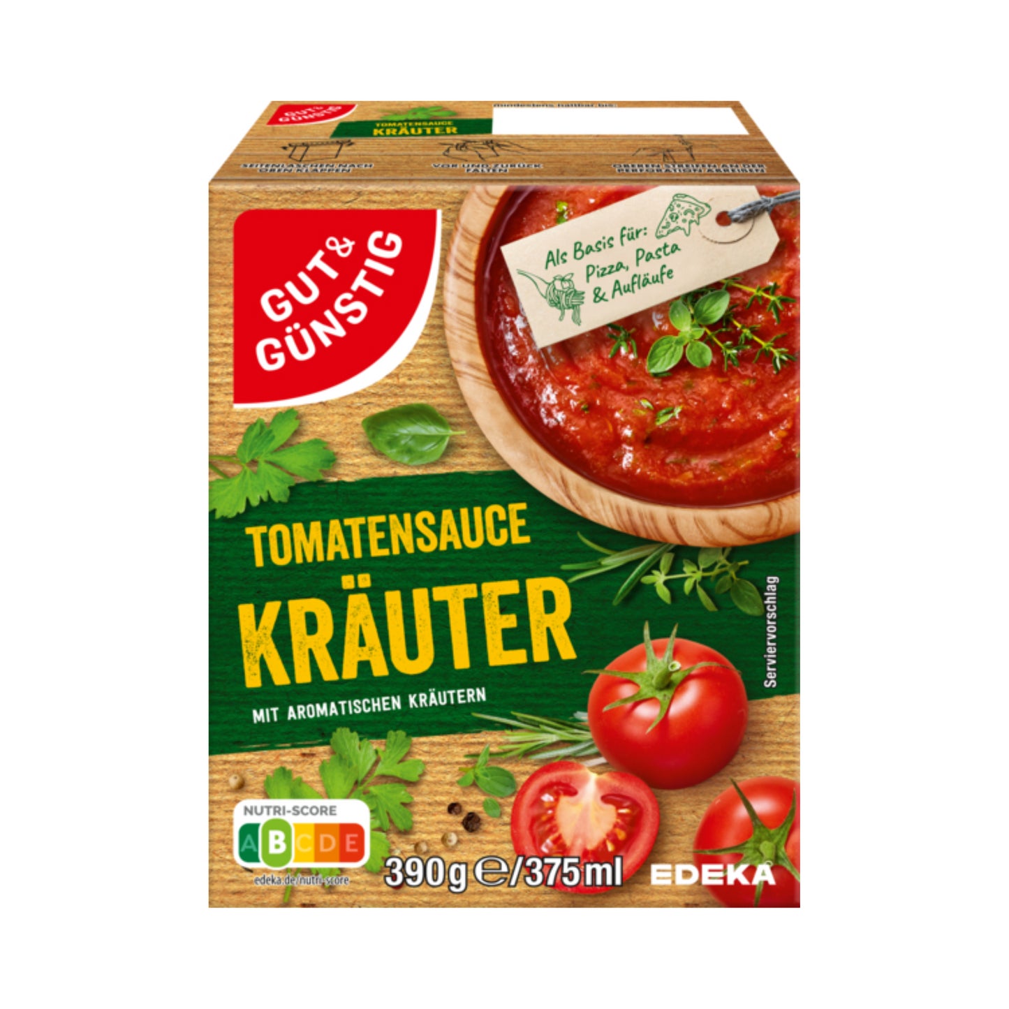 GUT&GÜNSTIG Pasta Sauce Kräuter 390g foodpipe [Lebensmittel-Lieferservice Rostock]