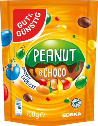 GUT&GÜNSTIG Peanut&Choco dragierte Erdnüsse bunt 250g foodpipe [Lebensmittel-Lieferservice Rostock]
