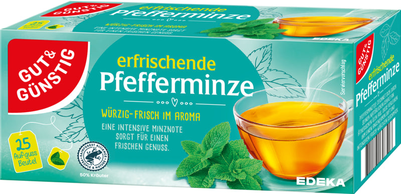 GUT&GÜNSTIG Pfefferminztee 25x2,25g foodpipe [Lebensmittel-Lieferservice Rostock]