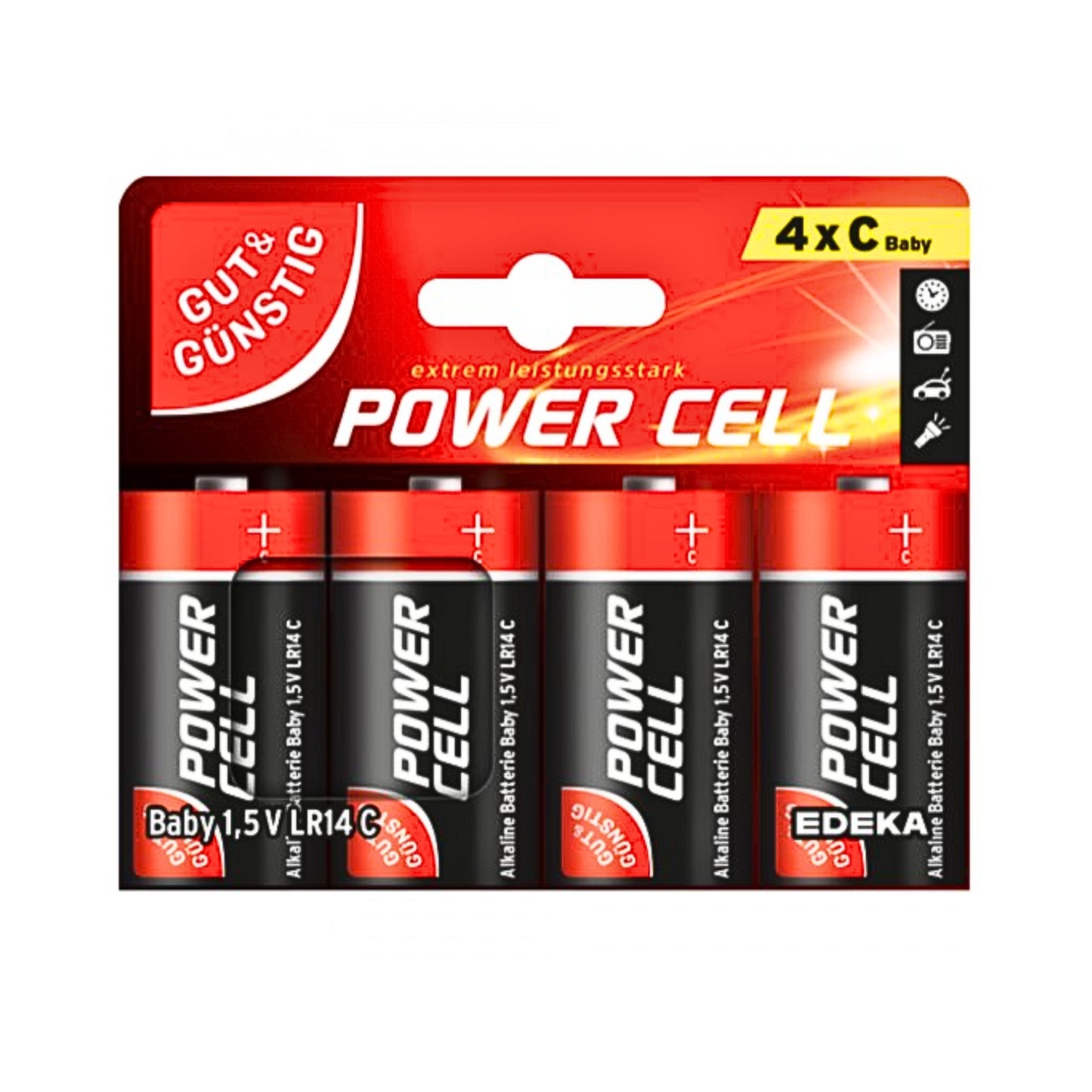GUT&GÜNSTIG Power Cell Alkaline Baby LR14 C 1,5V 4ST foodpipe [Lebensmittel-Lieferservice Rostock]