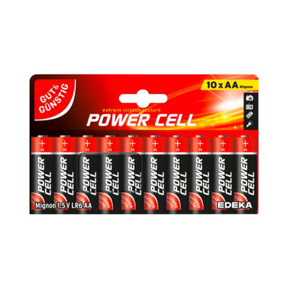 GUT&GÜNSTIG Power Cell Alkaline Mignon AA 1,5V LR6 10ST foodpipe [Lebensmittel-Lieferservice Rostock]