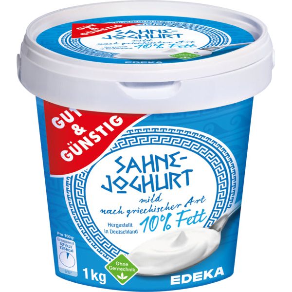 GUT&GÜNSTIG Sahnejoghurt griechischer Art natur 10% 1kg VLOG foodpipe [Lebensmittel-Lieferservice Rostock]