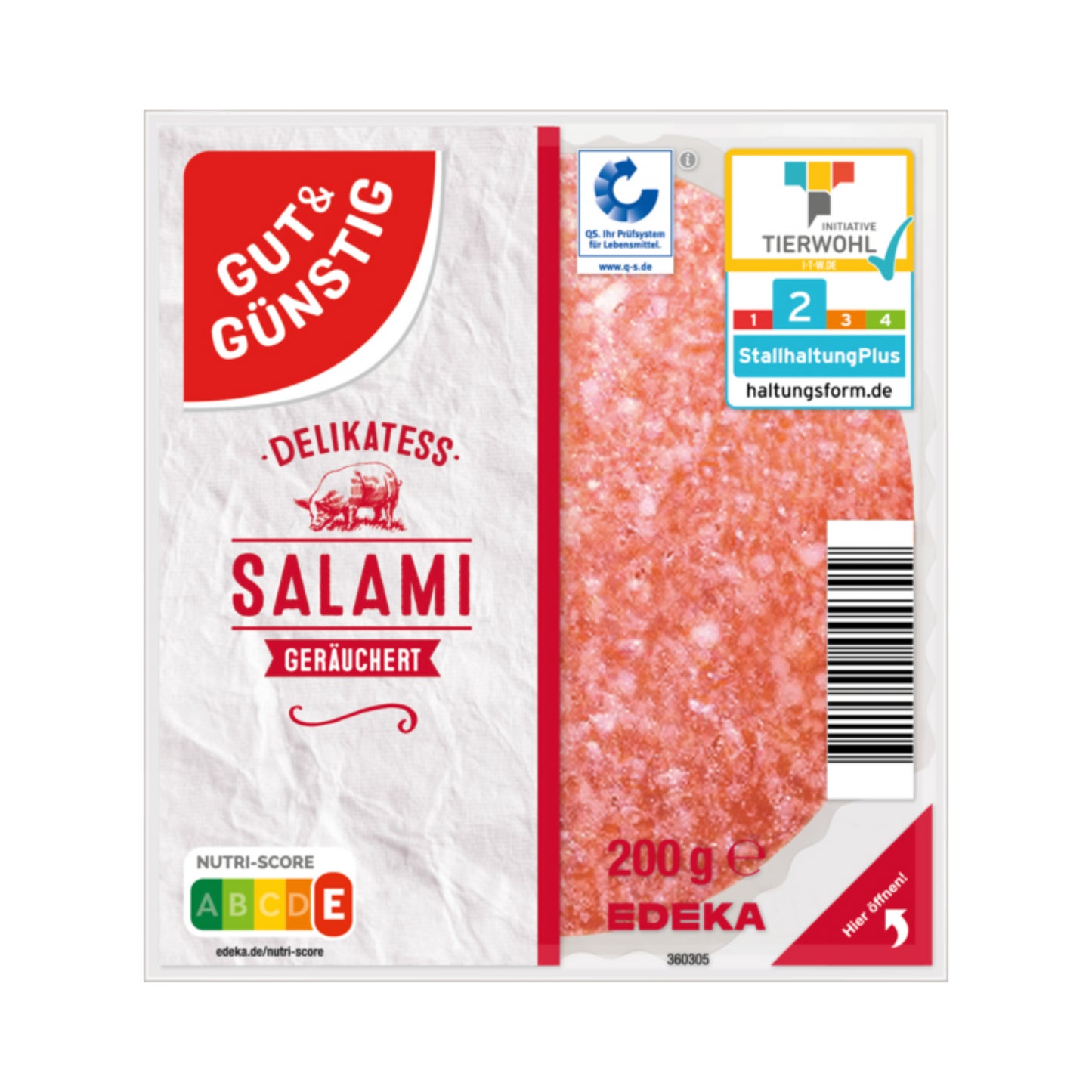 GUT&GÜNSTIG Salami 200g QS ITW foodpipe [Lebensmittel-Lieferservice Rostock]