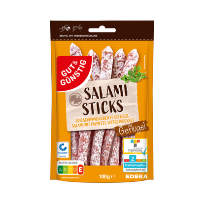 GUT&GÜNSTIG Salami Sticks Geflügel 100g QS ITW foodpipe [Lebensmittel-Lieferservice Rostock]