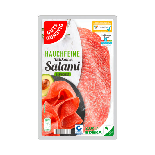 GUT&GÜNSTIG Salami hauchdünn 200g QS ITW foodpipe [Lebensmittel-Lieferservice Rostock]