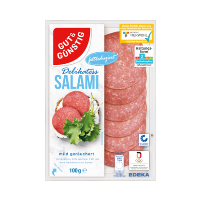 GUT&GÜNSTIG Salami leicht 100g QS ITW foodpipe [Lebensmittel-Lieferservice Rostock]