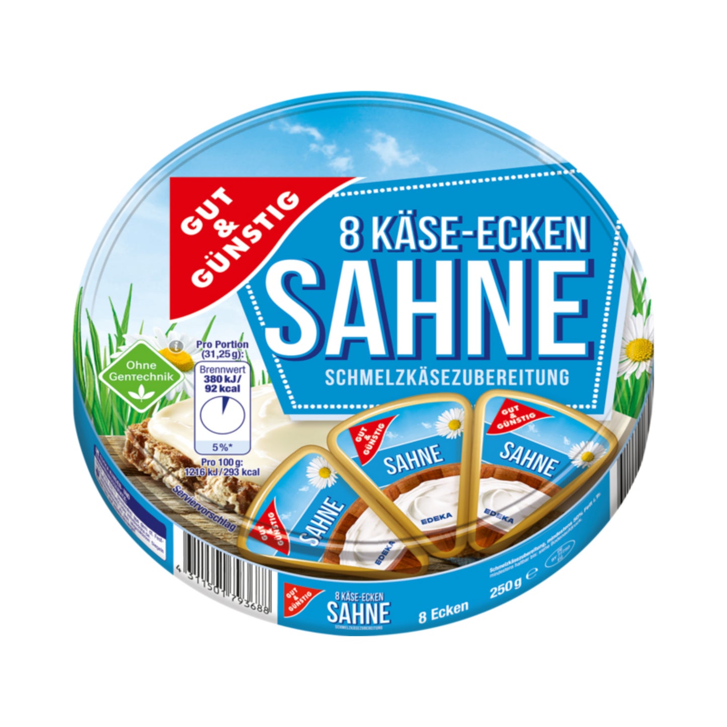 GUT&GÜNSTIG Schmelzkäse Sahne 50% 250g VLOG foodpipe [Lebensmittel-Lieferservice Rostock]