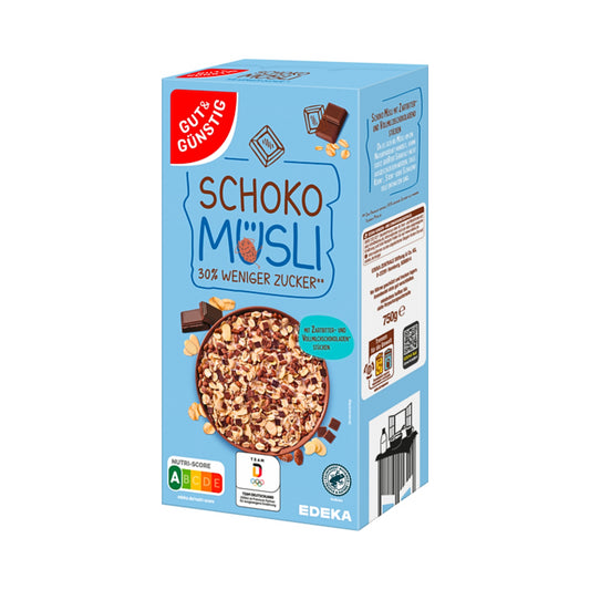 GUT&GÜNSTIG Schoko Müsli weniger süß 750g foodpipe [Lebensmittel-Lieferservice Rostock]