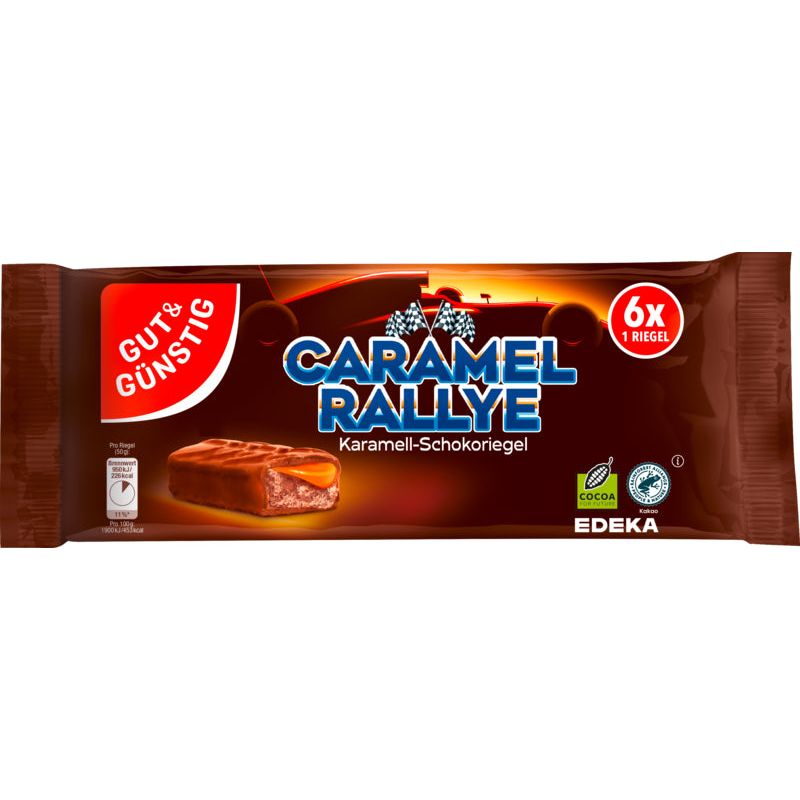 GUT&GÜNSTIG Schokoriegel Caramel Rallye 6x50g foodpipe [Lebensmittel-Lieferservice Rostock]