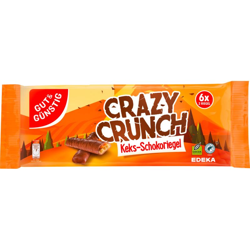 GUT&GÜNSTIG Schokoriegel Crazy Crunch Keks 6x50g foodpipe [Lebensmittel-Lieferservice Rostock]