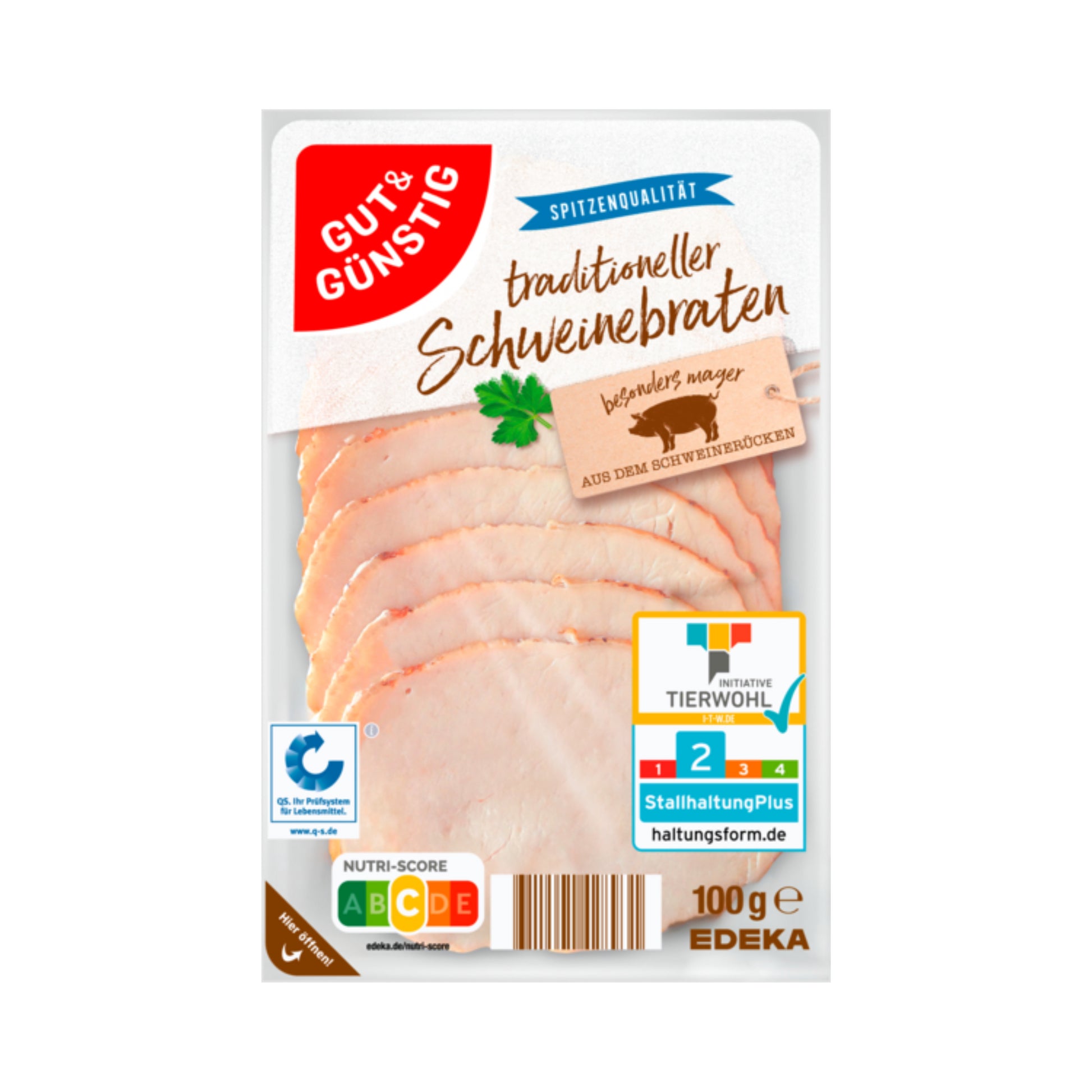 GUT&GÜNSTIG Schweinebraten 100g QS ITW foodpipe [Lebensmittel-Lieferservice Rostock]