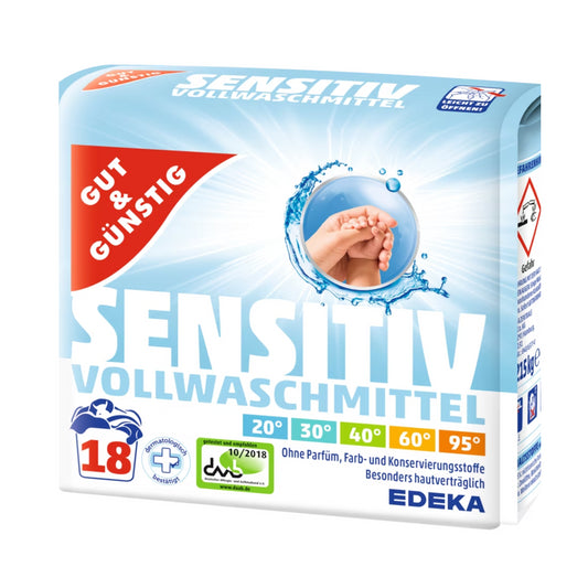 GUT&GÜNSTIG Sensitiv Vollwaschmittel 18WL 1,215kg foodpipe [Lebensmittel-Lieferservice Rostock]