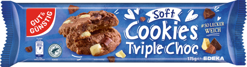 GUT&GÜNSTIG Soft Cookies Triple Chocolate 175g foodpipe [Lebensmittel-Lieferservice Rostock]