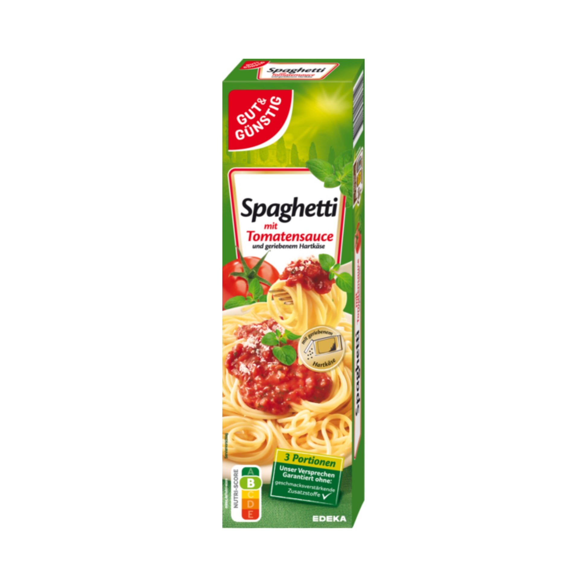 GUT&GÜNSTIG Spaghettigericht m.Tomatensauce&geriebenem Hartkäse 397g foodpipe [Lebensmittel-Lieferservice Rostock]