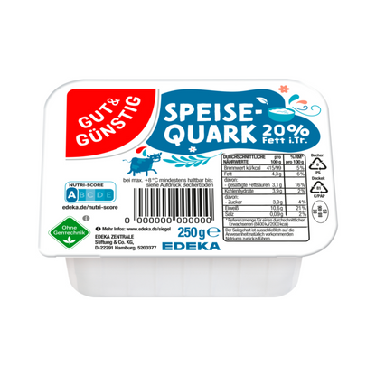 GUT&GÜNSTIG Speisequark 20% 250g VLOG foodpipe [Lebensmittel-Lieferservice Rostock]