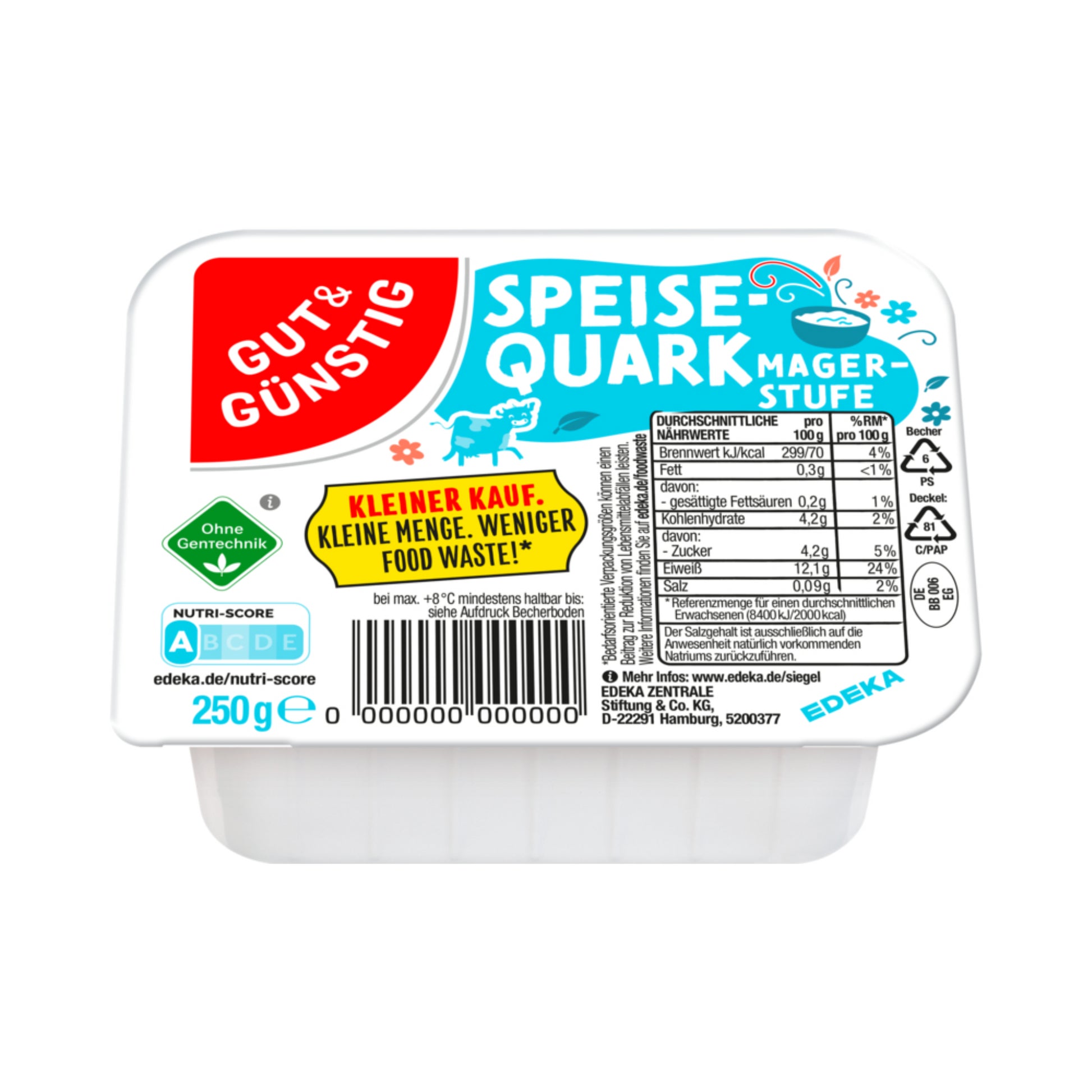 GUT&GÜNSTIG Speisequark Magerstufe 250g VLOG foodpipe [Lebensmittel-Lieferservice Rostock]