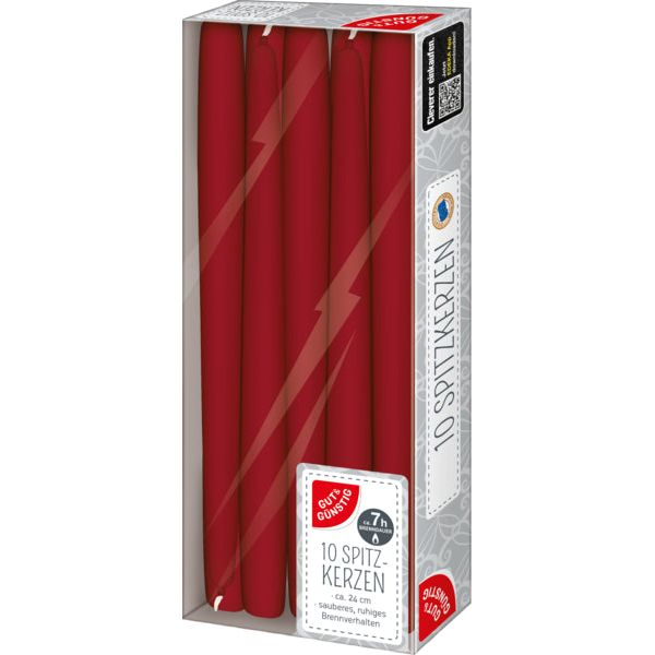 GUT&GÜNSTIG Spitzkerzen bordeaux 10ST foodpipe [Lebensmittel-Lieferservice Rostock]