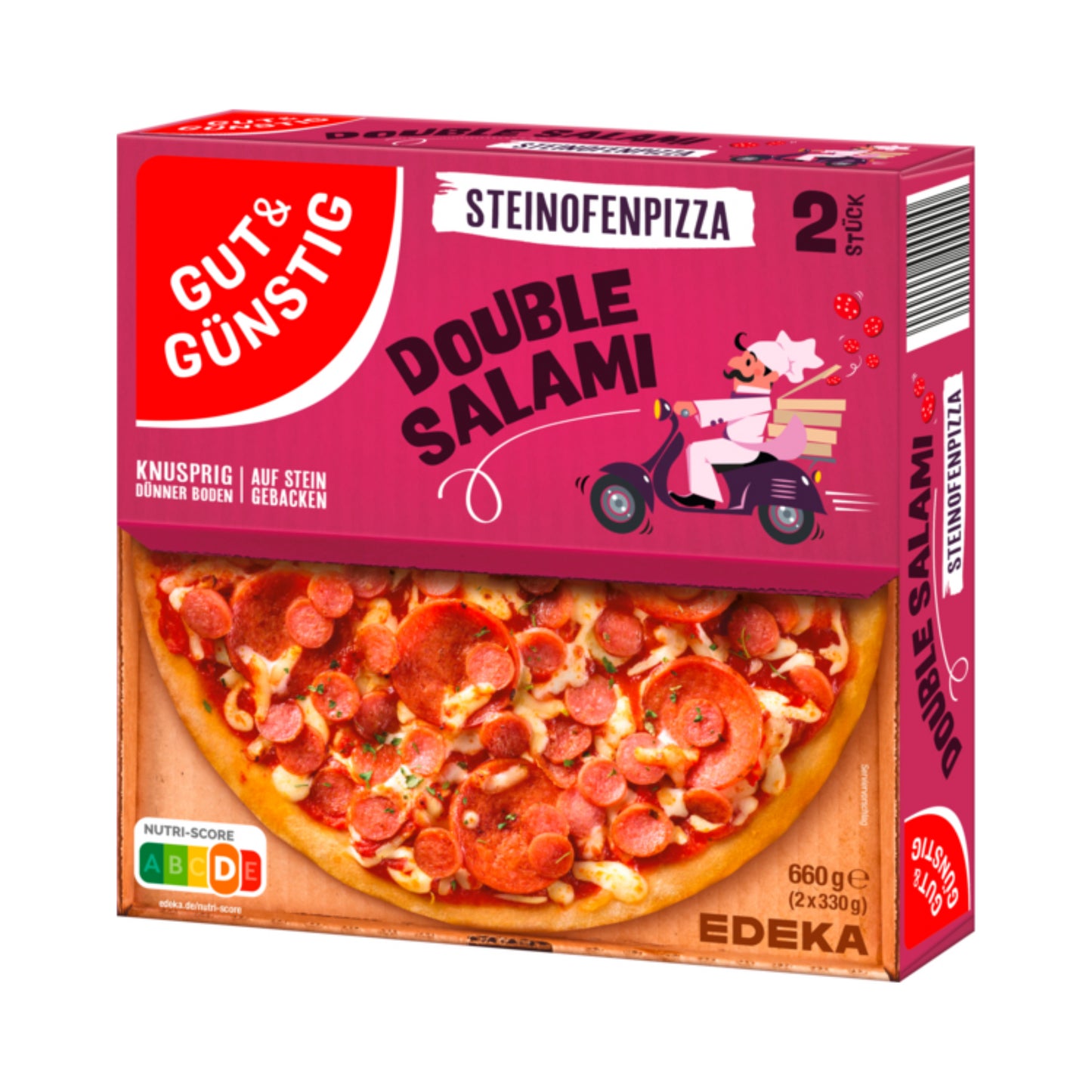 GUT&GÜNSTIG Steinofenpizza Double Salami 2x330g foodpipe [Lebensmittel-Lieferservice Rostock]