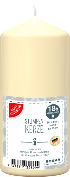 GUT&GÜNSTIG Stumpenkerze creme 100/50mm foodpipe Rostock [Lebensmittel-Lieferservice Rostock]