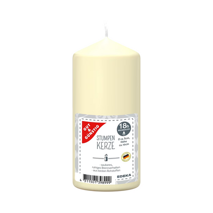 GUT&GÜNSTIG Stumpenkerze creme 100/50mm foodpipe Rostock [Lebensmittel-Lieferservice Rostock]