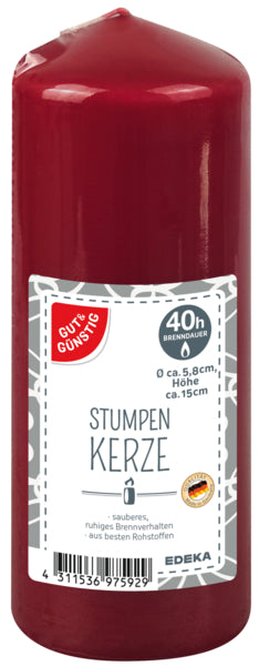 GUT&GÜNSTIG Stumpenkerze rot 150/60mm foodpipe Rostock [Lebensmittel-Lieferservice Rostock]