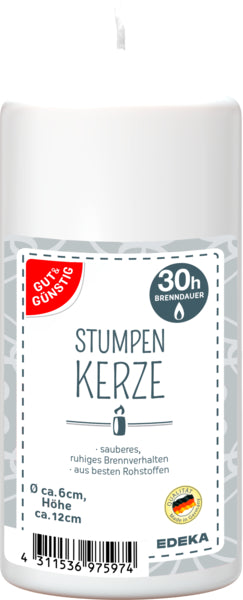 GUT&GÜNSTIG Stumpenkerze weiß 120/60mm foodpipe Rostock [Lebensmittel-Lieferservice Rostock]