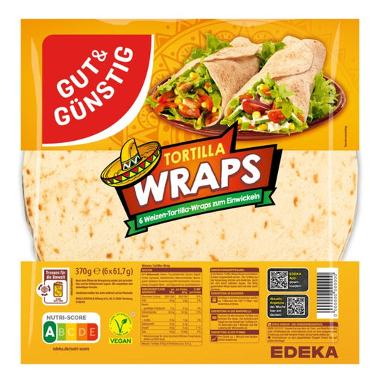 GUT&GÜNSTIG Tortilla Wraps Weizen 370g foodpipe [Lebensmittel-Lieferservice Rostock]